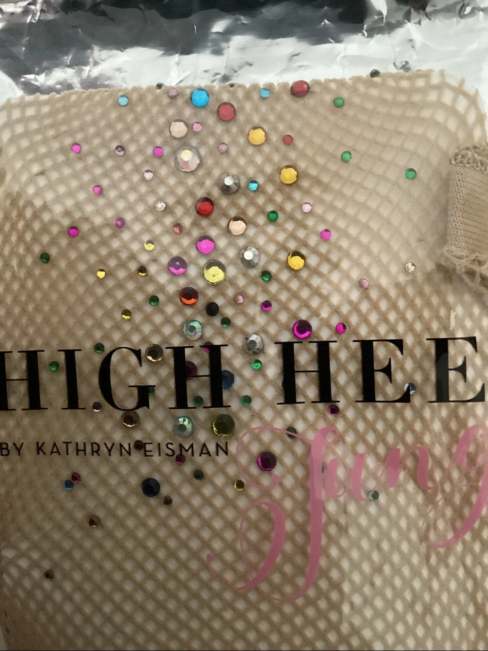 HIGH HEEL JUNGLE Glitter Fishnet Tights, Nude, One Size, NWT Sealed